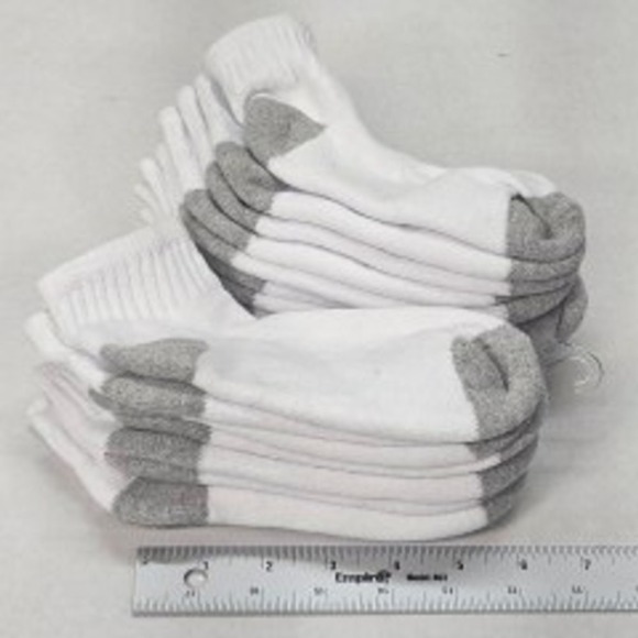 Kids White Athletic Socks with Gray Toe and‎ Heel 9 Pair Pack Size S 3-7 - Picture 5 of 7